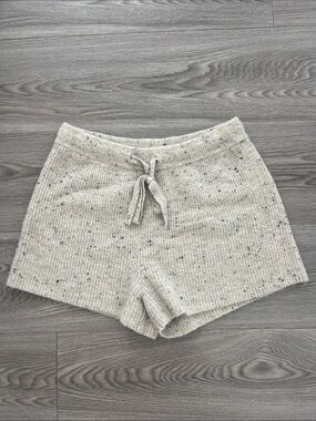 UpWest Speckled Cream Knit Drawstring Shorts